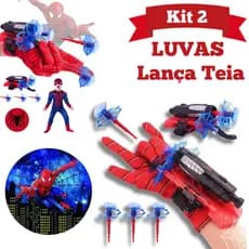 Jogo 2 Luva Lança Teia Homem Aranha Herói Brinquedo Spider Infantil Criança Dardo Com Ventosa e Linha