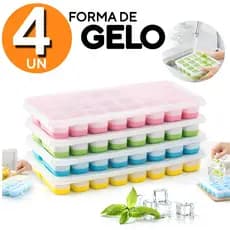 Jogo de 4 Forma De Gelo Fundo Silicone 14 Cubos Tampa Rígida