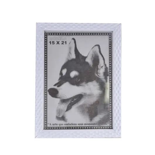 PORTA RETRATO BRANCO 15X21 VIDRO MOLDURA ALTO RELEVO