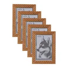 KIT 5 PORTA RETRATO DOURADO 10X15 PVC ALTO RELEVO