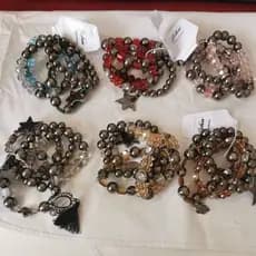 🌟🩶 Conjunto de Pulseiras Grafite Luxo Cristais Metal Polido metálico cristais facetados detalhes marcantes P66055-2