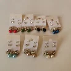 ✨ KIT 3 PARES Brincos Ponto de Luz + Pérola Suspensa de Strass ✨ Luxo Delicado Verdadeira Elegância Atenção B23600070-22