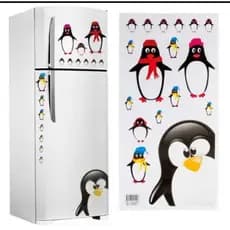 Adesivo Geladeira moveis Decorativo Pinguim Família
