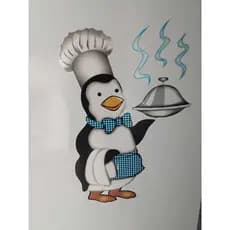 Adesivo decorativo para geladeira  moveis parede tema Pinguim cozinheiro