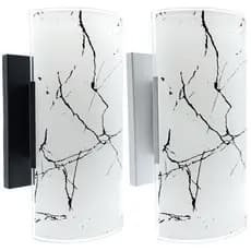 KIT 2 Arandela de Parede Calha Luminária Vidro Mármore Preto Decorativa Fácil Instalação Sala Quarto
