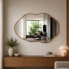 Espelho Orgânico Grande 70x50 Decorativo De Parede Com Suporte Multidirecional Banheiro Sala Quarto