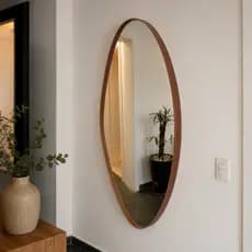 Espelho Orgânico Grande Decorativo 80X60cm Acabamento Couro Reforçado Premium  Banheiro Sala Quarto