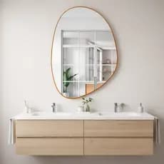 Espelho Organico Para Parede 60x40 Couro + Suporte Multidirecional Banheiro | Hal | Lavabo | Sala
