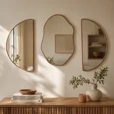 Kit Combo Espelhos Decorativos Com Moldura Em Couro Premium Reforçado - Sala Quarto Hall Banheiro