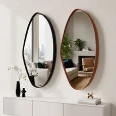 Espelho Orgânico 60x40 Couro Reforçado Luxo + Suporte Metálico Decoração Penteadeira Quarto Banheiro