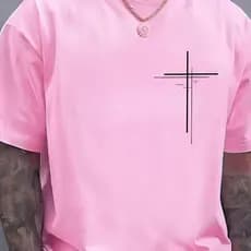 Camiseta Masculina Cruz Dupla Religião Cristão 100% Algodão Promoção Malha Premium Fio 30.1