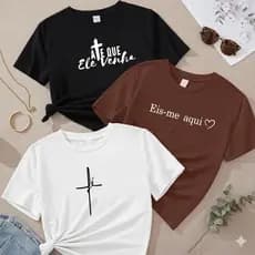 Kit 3 Camiseta Estampada Feminina 100% Algodão Envio Imediato Promoção