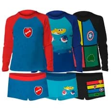 Conjunto UV50+ Camisa Longa + Sunga Moda Praia Juvenil Menino