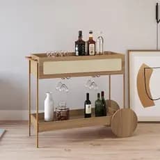 CARRINHO BAR OSLO ARTESANO 28964 NERO/DOURADO