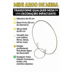 Mini Arco de Mesa Redondo em Ferro Dourado para Decoração de Festa e Fácil de Montar