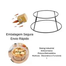 Suporte Gourmet Industrial em Aço Preto Ideal para Pizza, Bolo e Tábuas de Frios Alta Durabilidade