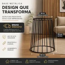 Base de Ferro para Mesa Redonda 75cm com Design Moderno para Sala, Cozinha, Escritório e Bistrô