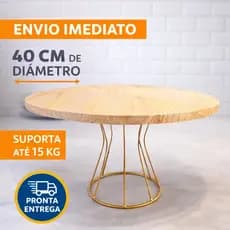 Boleira 40cm Bandeja para Bolos Festa 15kg Artesanal Madeira Pinus Ferro Gold Pintura Eletrostática