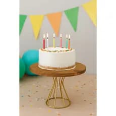 Boleira de Festa Suporte Para Doces Decoração de Mesa Madeira e Base de Ferro