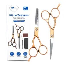 Kit Tesouras Profissionais Para Cabelos ( Dourada)