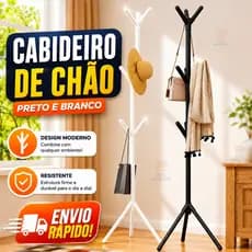 Cabideiro de Chão Para Roupa Bolsa Mancebo 9 Ganchos Cabide Guarda Roupa