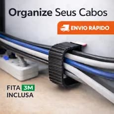 Organizador de Cabos Escritório Com Fita Dupla Face Fios Tomada