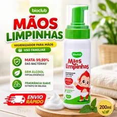 Higienizador Mãos Limpinhas Infantil Menina e Menino 200ml Criança Tudo Limpinho Mãe