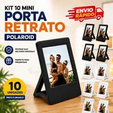 Kit 10 Mini Porta Retrato Polaroid Instax Preto e Branco Mesa Escritório Sala Decoração