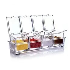Kit de Porta Temperos Organizador Acrílico - Ideal para Cozinha com 4 Potes