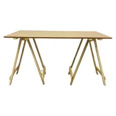 Mesa Desmontável com Cavalete Portátil MDF Cru e Eucalipto 120x60cm