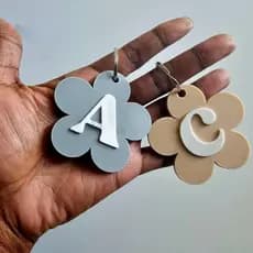 Flor NFC 3D Personalizável – Chaveiro com Letra – Toque e Escaneie