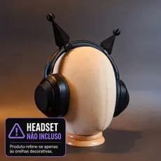 Orelha Kuromi para Headset Gamer | Acessório para Fone de Ouvido | Encaixe Universal