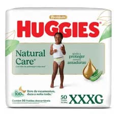 Fralda Huggies Premium Natural Care Tamanho XXXG 50 Unidades Descartáveis