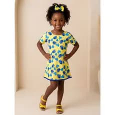 Vestido Infantil Trapézio Temático Stitch Menina com Laço Festa Verão Roupa de Personagem