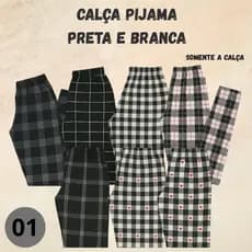 Kit 2 Calças XADREZ PRETA/VERMELHA e PRETA/BRANCA  FINAS DE POLIESTER