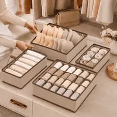 Kit Organizadora gavetas 4 Pçs Organizador Armário Meias Sutiã Roupa Íntima Caixa Armazenamento Casa