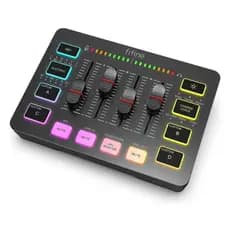 FIFINE Gaming Audio Mixer,Streaming 4-Channel RGB Mixer with XLR Microphone Interface,for Game Voice,Podcast,AmpliGame S