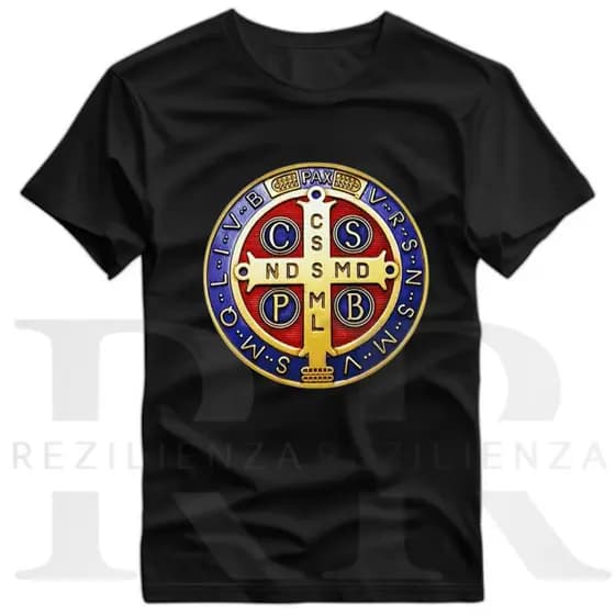 Camiseta Medalha de São Bento Religiosa Algodão Unissex