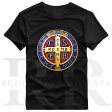 Camiseta Medalha de São Bento Religiosa Algodão Unissex