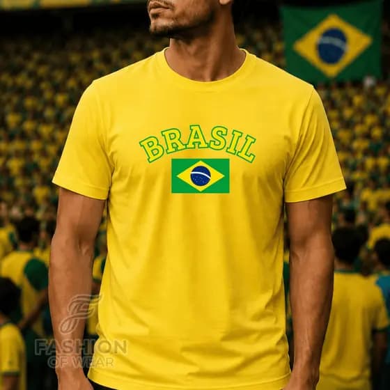 Camiseta Brasil Estampas Variadas Copa do Mundo 100% Algodão
