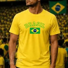 Camiseta Brasil Estampas Variadas Copa do Mundo 100% Algodão