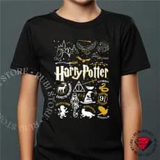 Camiseta Camisa T-Shirt Exclusiva Adulto e Infantil Harry Potter Hogwarts