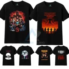 Camiseta Stranger Things 5 Masculina Feminina 100% Algodão Adulto e Infantil