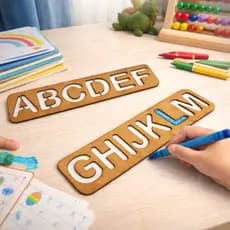 Réguas Educativas Pedagógicas Infantil Mdf Vazado Kit Letras Alfabeto