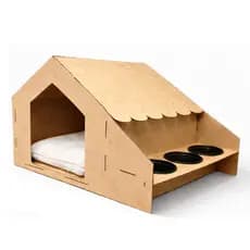 Casa Pet Casinha Gato Mdf 3 Tigelas Comedouro Ambiente Completo