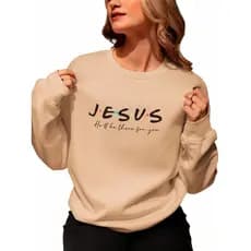Blusa de Frio Feminino Moletom Gola Redonda Careca Jesus Moletom Peluciado e Estiloso Unissex