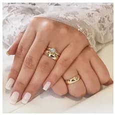 par de Alianças 6mm MOEDA ANTIGA banhada ouro 18k GANHA SE ANEL SOLITARIO!