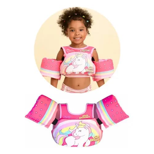 Boia Colete Salva Vidas Infantil Menina Unicórnio Espuma