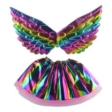 Fantasia Infantil Asa Anjo Festa Carnaval Saia Brilho Tule