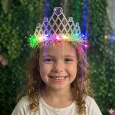 tiara coroa princesa rainha c/led na fantasia festa infantil